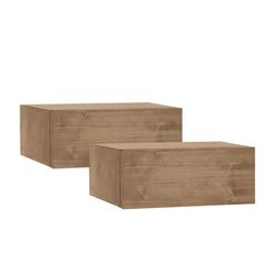 Set 2 comodini 1 cassetto in legno di pino marrone 40x15x25cm