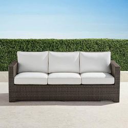 Small Palermo Sofa with Cushions in Bronze Wicker - Standard, Outdoor Velvet Dove - Frontgate