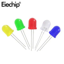 50 pièces 10mm Diodes Led lumières multicolores blanc rouge vert bleu jaune assortiment d'ampoules ensemble Diodes électroluminescentes Kit d'assortiment