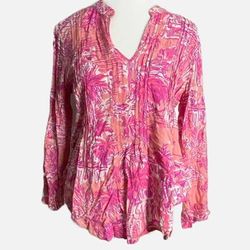 Lilly Pulitzer Tops | Lilly Pulitzer Sarasota Tunic In Paradise Rule Breakers Size Medium | Color: Pink/White | Size: M