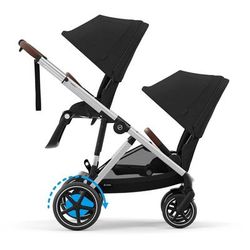 Cybex eGazelle S Electronic Assist Double Stroller Bundle - Silver Frame / Moon Black