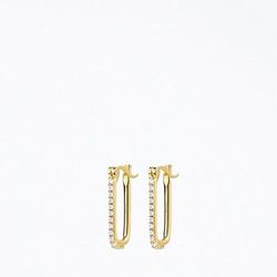 F+H Studios Dylan Gemstone Link Earrings In Gold/Clear - Gold