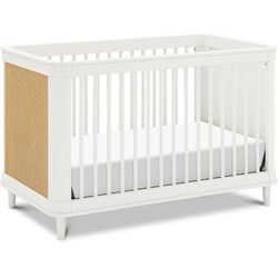 Namesake Marin w/ Cane 3-in-1 Convertible Crib - Warm White / Honey Cane