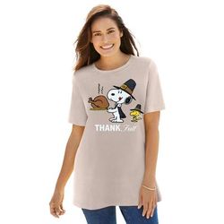 Plus Size Women's Peanuts Beige Snoopy Thankful Tee by Peanuts in Beige Snoopy Thankful (Size 6X)