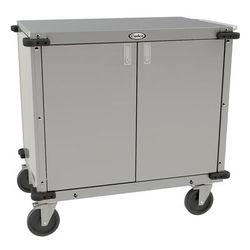 Cadco CC-LUC Locking Door Utility Cart w/ Adjustable Storage Shelf & Handle, Stainless Steel, Adjustable Shelf, Silver