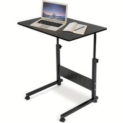 TEMU Height Adjustable Mobile Table 40x60-(67-80) Cm Height Adjustable Laptop Table Workstation Laptop Overbed Multi Table With Metal Frame & Rolling Castors - Black