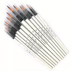TEMU Paint Brushes 12pcs Wood Handle Watercolor Pen Student Artist Beginner Stationer
