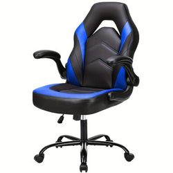 TEMU Computer Gaming Chair, Office Desk Pu Leather Chair With Padded High Back Flip-up Armrests, Swivel Task Chair Adjustable Height For Adults Teens Kids