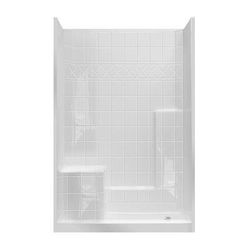 LaurelMountain Atwood 60 x 32 AcrylX Alcove Right-Hand Drain Three-Piece Shower in Bone LM6032SH1S3PBLBON