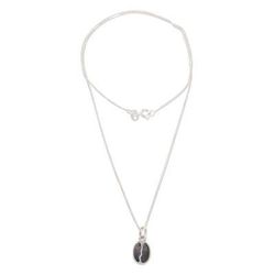 Raining Coffee,'Sterling Silver Coffee Bean Pendant Necklace from Guatemala'