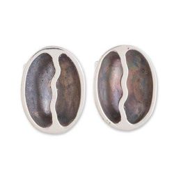 Raining Coffee,'Sterling Silver Coffee Bean Dangle Earrings from Guatemala'
