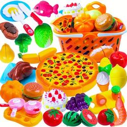 TEMU 66pcs Pretend Role Play Food Toy Set, Kids Cutting Fruit And Food Toy Set With Basket, Colourful Play Food Plastic Toy, Early Educational Take Apart And Assemble Toy For Boys And Girls Aged 3+