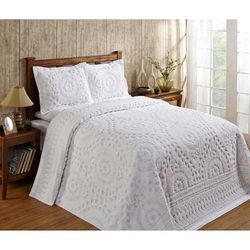 Rio Collection 100% Cotton Bedspread Set by Better Trends in White (Size TWIN)