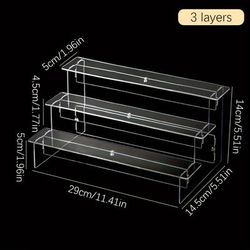 1pc Transparent Acrylic Ladder-shaped Perfume Display Stand For Dressing Table, Desktop Eyeshadow Powder Storage Rack, Suitable For Counter Displaying, Multi-functional Jewelry Rack