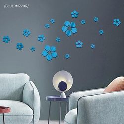 TEMU 18pcs/set 3d Blossoming Flower Acrylic Mirror Wall Stickers - Self Adhesive Plastic Mirror Tiles For Home Decor, Living Room Bedrooms Bathrooms Wall Decor