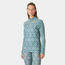 Helly Hansen Women's Lifa Merino Midweight Graphic 1/2 Zip Base Layer Green XS