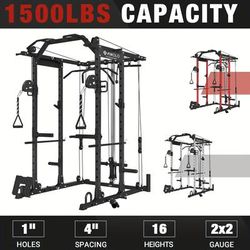 TEMU Mikolo 1pc Cage, 1500lbs Weight Rack With Cable Machine, Multifunctional Squat Rack For Home Gym Use