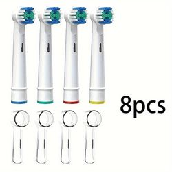 TEMU Toothbrush Replacement Heads - 4/8 Pack Soft Precision Refill Brushes With Protective Caps Compatible With Pro Electric Models