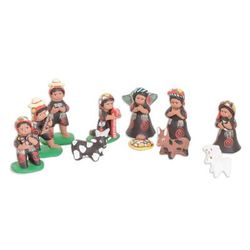 '12-Piece Traditional Ceramic Nativity Scene from Guatemala'