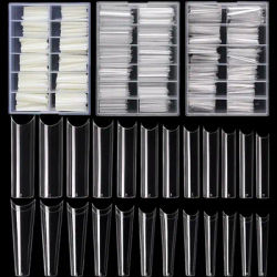 240 pièces longues courbe C forme carrée faux ongles conseils cercueil français demi-couverture acrylique faux ongles Extension bricolage manucure Salon outils