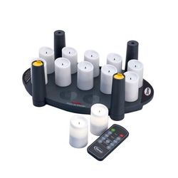 Sterno 60332 All-in-One Flameless Votive Candle Set w/Charging Tray