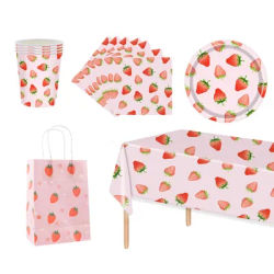 Strawberry Birthday Party Supplies Paper Plates Napkins Strawberry 1st Birthday Summer Fruit Party Birthday Decorations for girl