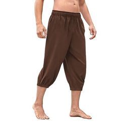 Retrò Vintage Medievale Rinascimento Pantaloni da pirata Cavaliere Celtico Ranger Tinta unica Costume Per uomo Costumi da pirata Fantasia Halloween Carnevale Mascherata Performance LARP Fiera