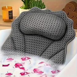 TEMU Spa Bath Pillow - Ultra Soft Neck And Back Support With Safety Suction Cups - Ergonomic Luxury Design,