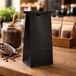 Black Kraft Tin Tie Bag 1/2 lb 3 1/2 x 2 3/8 x 7 3/4 "100 Pack TTB1B