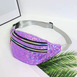 Holographic Waist Bags Women Silver Fanny Pack Female Belt Bag Black Geometric Waist Packs Laser Chest Phone Pouch Bum Bag