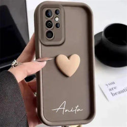 Customized Personalized Name 3D Love Heart Case For Samsung Galaxy S25 S24 S23 S22 S21 S20 Ultra Plus Luxury Cover S23 S21 FE
