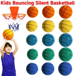 Kids Indoor Silent Basketball Ball 24/21/18cm High-Resilience Foam Silent Basketball Size 7 Lightweight Small Basketball Basket