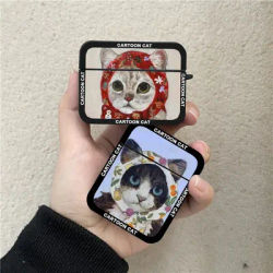INS Korean Cartoon Oil Painting Cat Earphone Case For Airpods 1 2 3 4 Pro Wireless Headphone Cover For Air Pods Pro2 Accessories