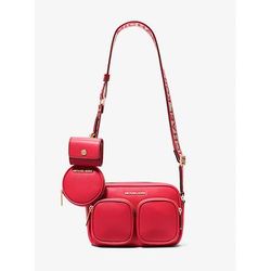 Michael Kors Jet Set Medium Leather Crossbody Bag with Case for Apple Airpods Pro® Red One Size