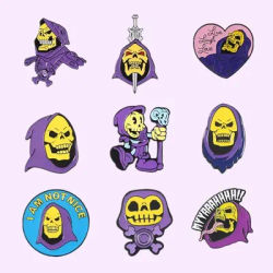 Custom Skeletor Purple Hood Halloween Enamel Pin Master Universe Badge Brooch Clothe Bag Lapel Cartoon Gift for Friend Wholesale