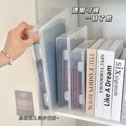 Plastic Document Organizer Organized Clear Square Shape Storage Box Organizing Box With Buckles Certificate File Storage Case