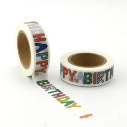 1PC. 10M Decor HAPPY BIRTHDAY Japanese Washi Tape Mask Paper DIY Scrapbooking Adhesive Sticky Tape Cute Journaling Stationery