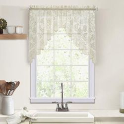 Wide Width Limoges Sheer Rod Pocket Swag Valance Set by Habitat™ in Ivory (Size 72" W 32" L)