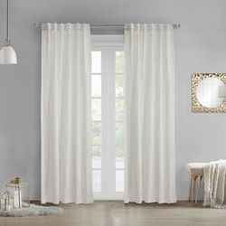 Wide Width Danbury Light Filtering Dual Header Curtain Panel by Habitat™ in Off White (Size 52" W 84" L)