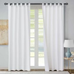 Wide Width Weathermate Room Darkening Tab Top Curtain Panel Pair by Thermalogic in White (Size 40" W 95" L)