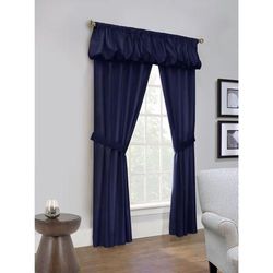 Wide Width Prescott Room Darkening Rod Pocket Five In One Curtain Set by Thermalogic in Navy (Size 80" W 84" L)