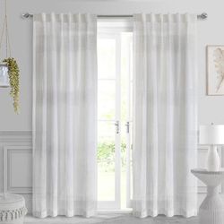 Wide Width Lindsey Light Filtering Back Tab Curtain Panel by Habitat™ in White (Size 52" W 63" L)