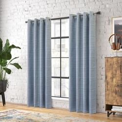 Wide Width Shadow Blackout Grommet Curtain Panel by Thermaplus in Navy (Size 52" W 95" L)