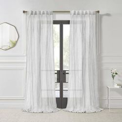 Wide Width Paloma Sheer Dual Header Curtain Panel by Habitat™ in White (Size 52" W 108"L)