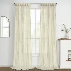 Wide Width Paloma Sheer Dual Header Curtain Panel by Habitat™ in Cream (Size 52" W 95" L)