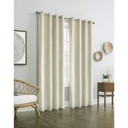 Wide Width Vigo Blackout Grommet Curtain Panel by Thermaplus in Off White (Size 52" W 95" L)