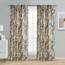 Wide Width Jacobean Garden Light Filtering Dual Header Curtain Panel by Habitat™ in Red (Size 52" W 95" L)