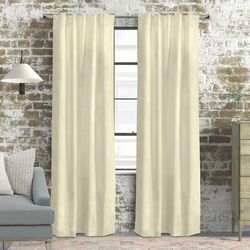 Wide Width Weathermate Topsions Room Darkening Curtain Panel Pair by Thermalogic in Natural (Size 80" W 63" L)