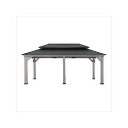 Sunjoy Group 12 x 20 Cedar Framed Gazebo with 2-Tier Aluminum Hardtop Roof
