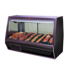 Howard-McCray SC-CMS32E-6-BE-LED 74" Full Service Red Meat Case w/ Straight Glass - 1 Level, 115v, Black